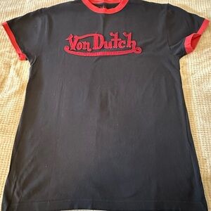 Von Dutch Black and Red Short Sleeve Tee